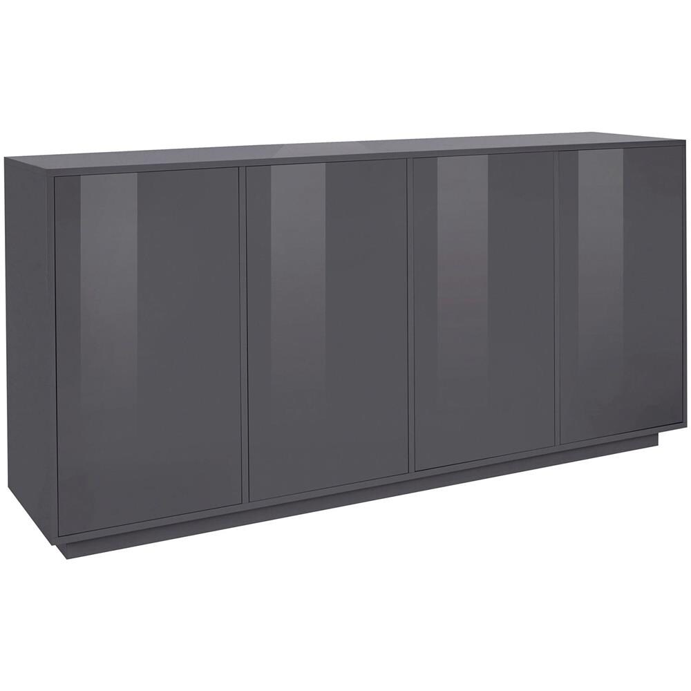 Credenza Virgilio, Madia Da Cucina A 4 Ante, Buffet Da Soggiorno, 100% Made In Italy, Cm 180x41h86, Antracite Lucido - Foto 2