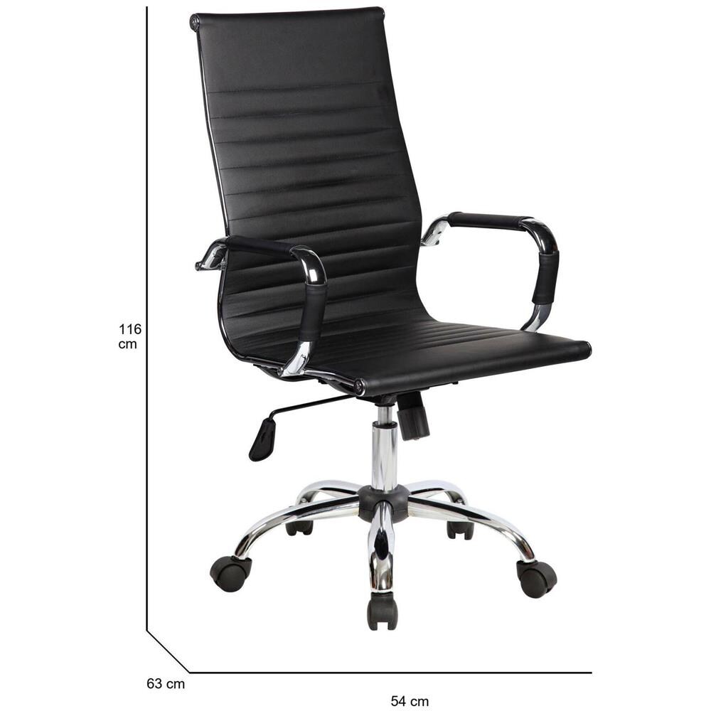 Sedia Con Ruote George, Poltrona Direzionale Con Braccioli, Sedia Ergonomica Da Ufficio, Nero, 63x54h106/116 Cm - Foto 2