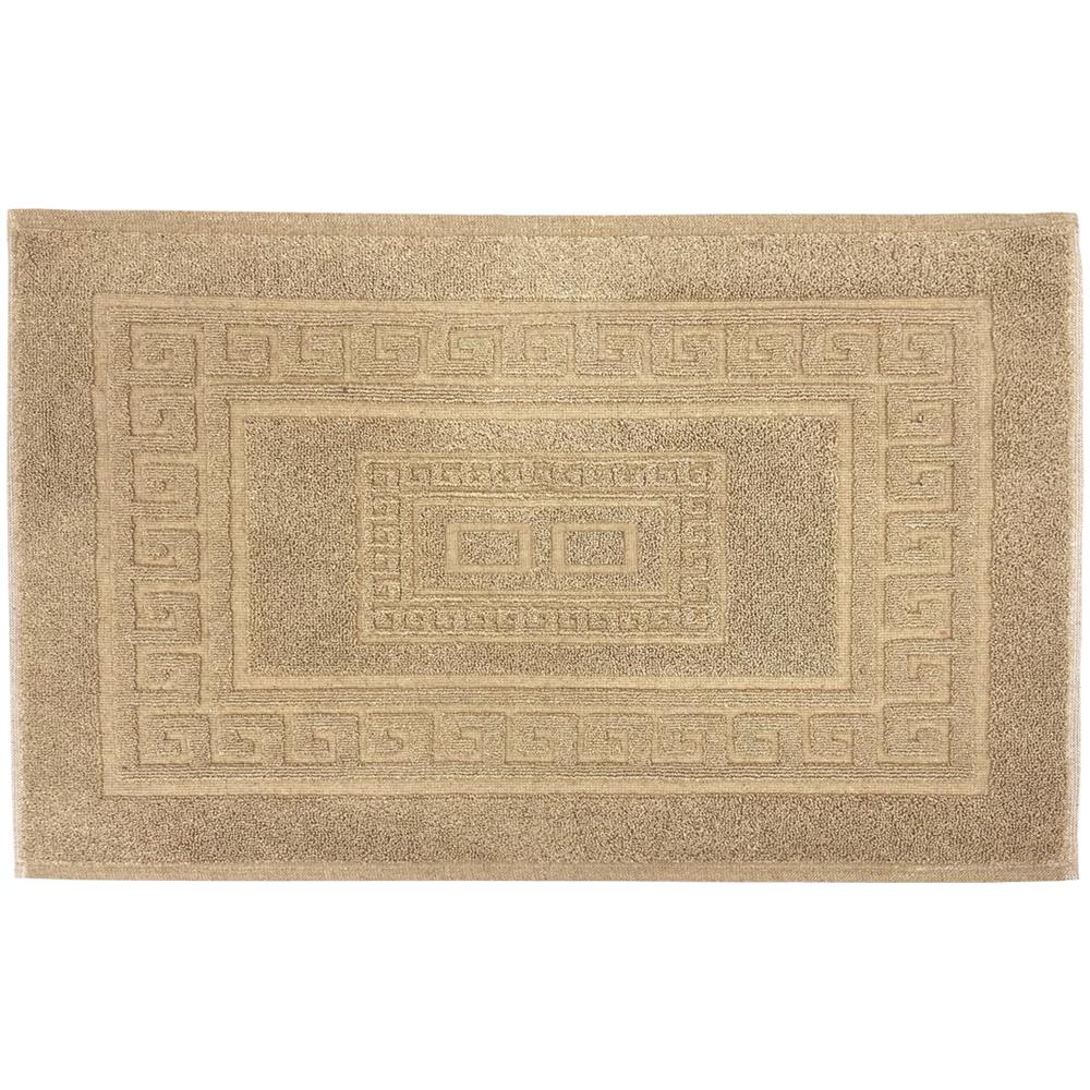 Tappeto Bagno Doccia Spugna Tinta Unita Torino Tappetino Super Assorbente In Cotone Pelo Corto Con Greca 60x180 Beige - Foto 1