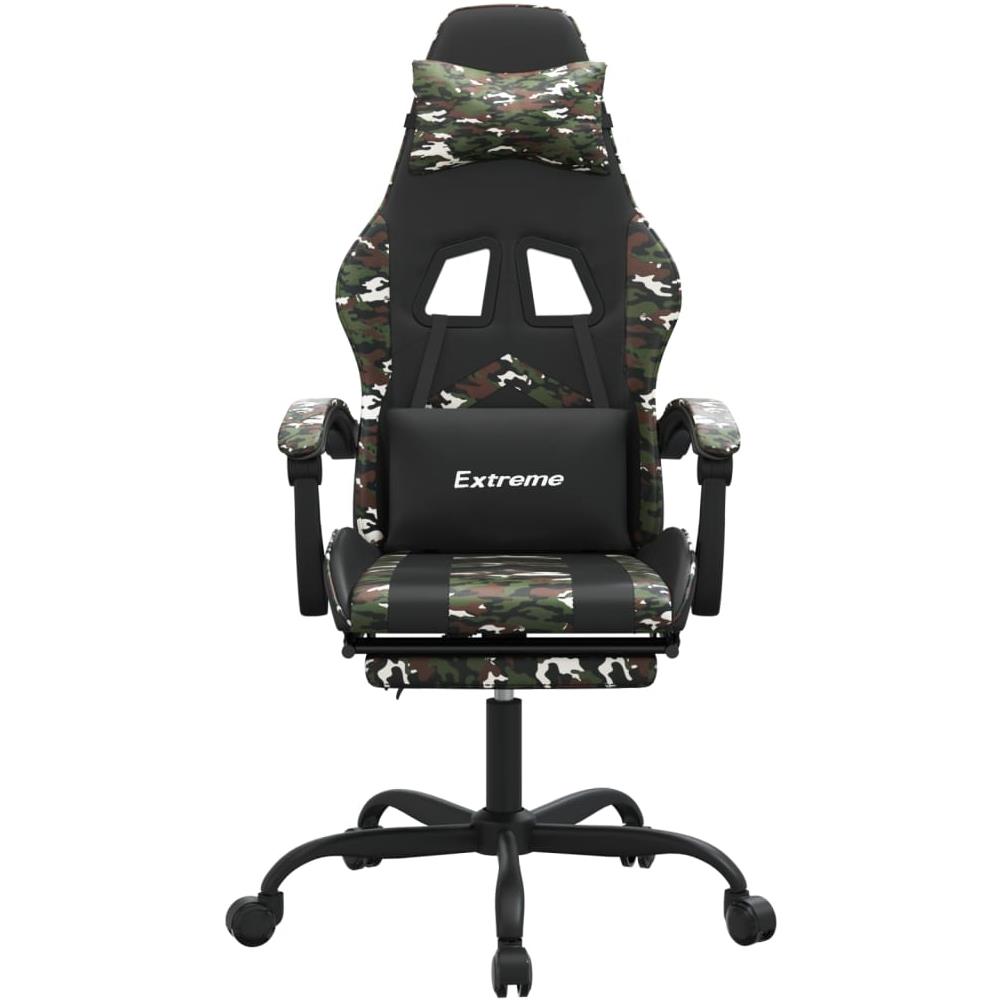 Sedia da Gaming Girevole Poggiapiedi Nero e Mimetico Similpelle - Foto 2