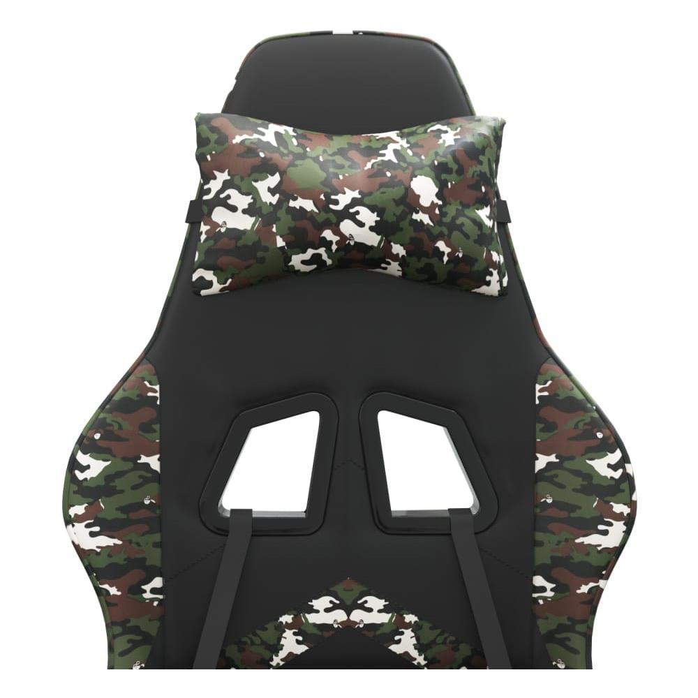 Sedia da Gaming Girevole Poggiapiedi Nero e Mimetico Similpelle - Foto 8