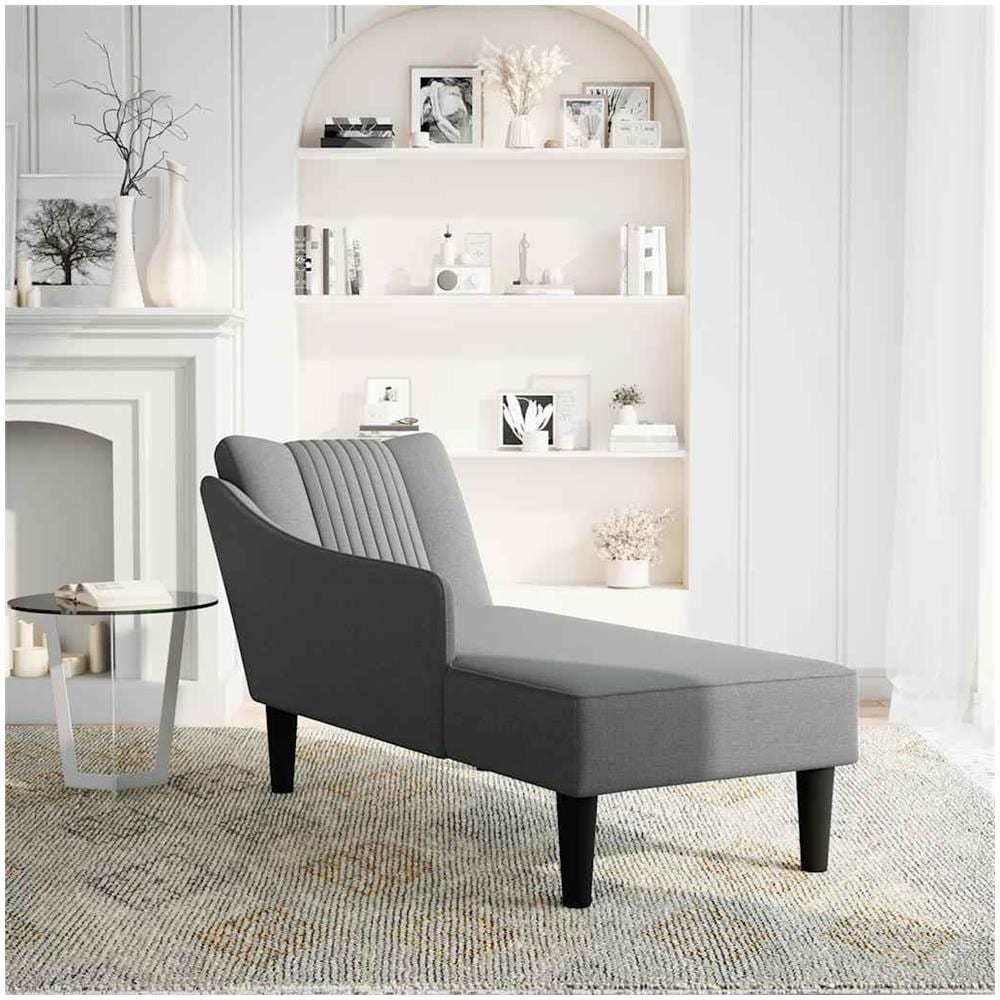 Sdraio con Bracciolo Destro in Tessuto Grigio Scuro - Foto 2