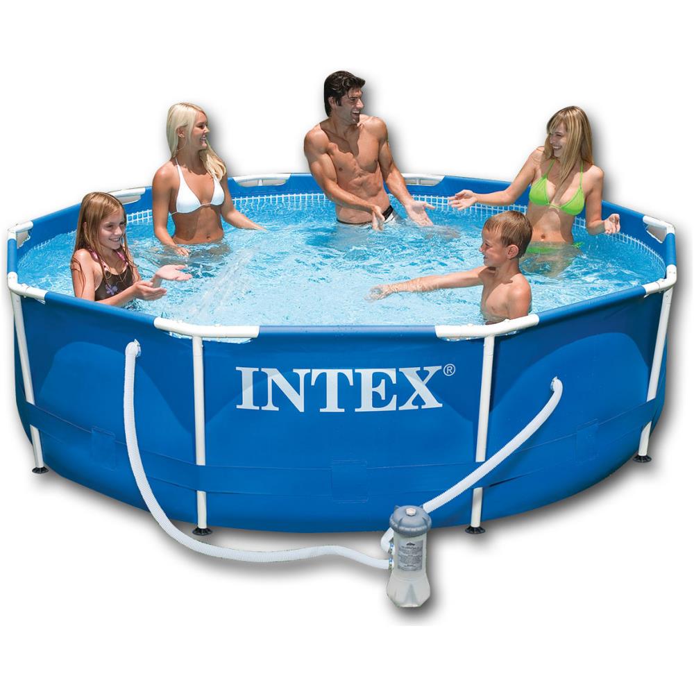 Piscina rotonda con telaio in acciaio blu 366 x 76 cm - Foto 1