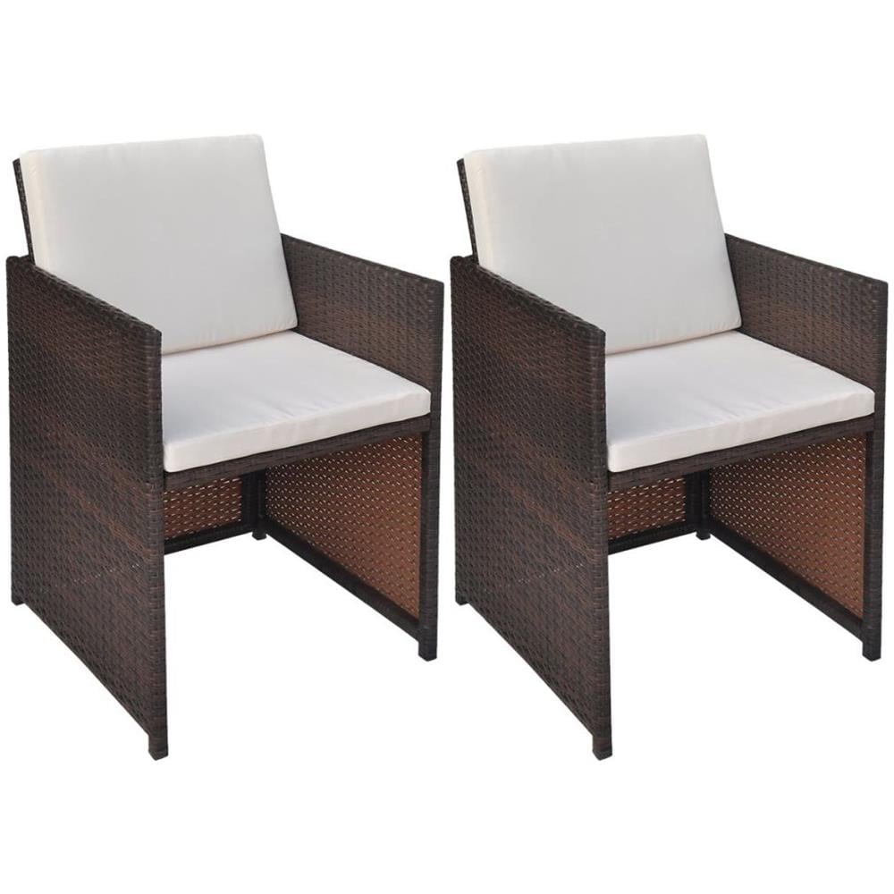 Sedie da Giardino 2 pz con Cuscini in Polyrattan Marrone - Foto 1