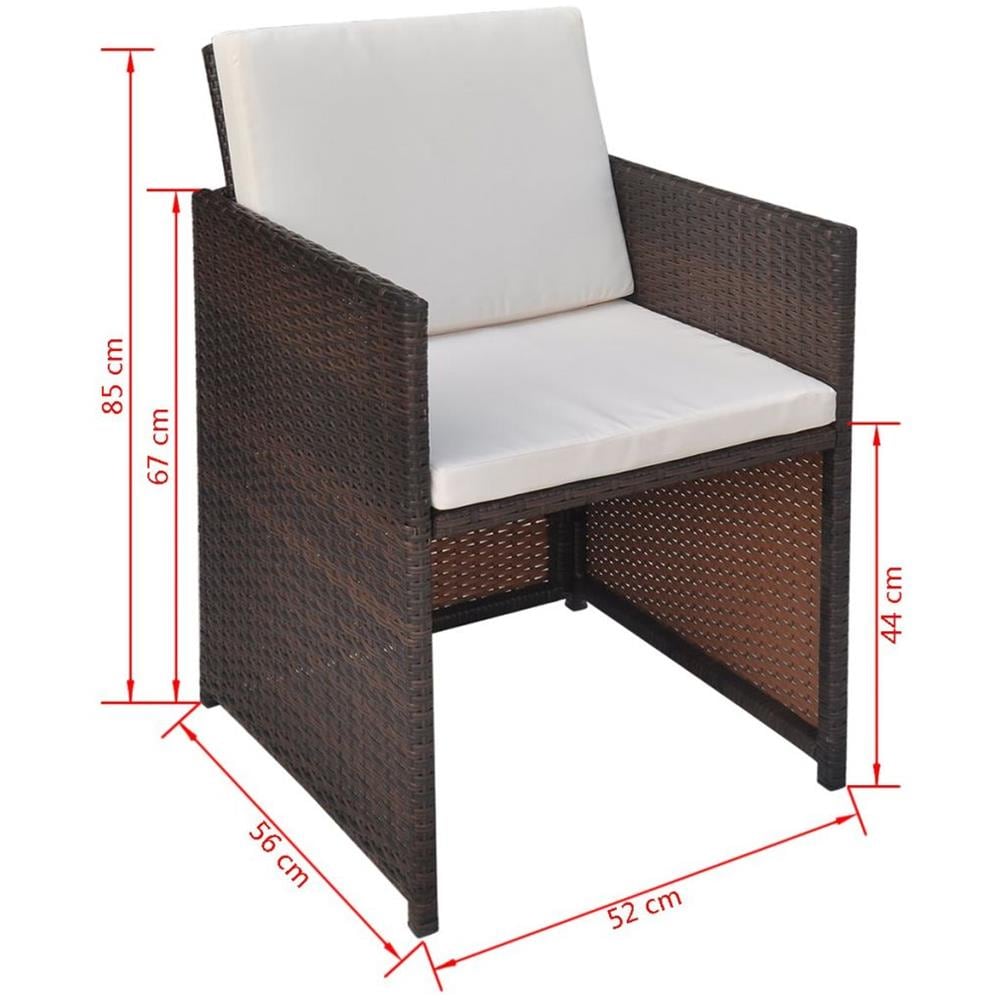 Sedie da Giardino 2 pz con Cuscini in Polyrattan Marrone - Foto 3