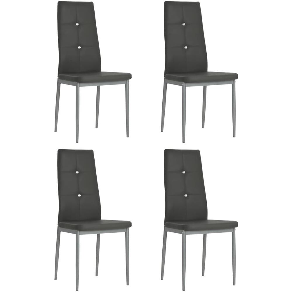 Sedie Sala Da Pranzo 4 Pz Pelle Artificiale 43x43,5x96cm Grigio - Foto 1