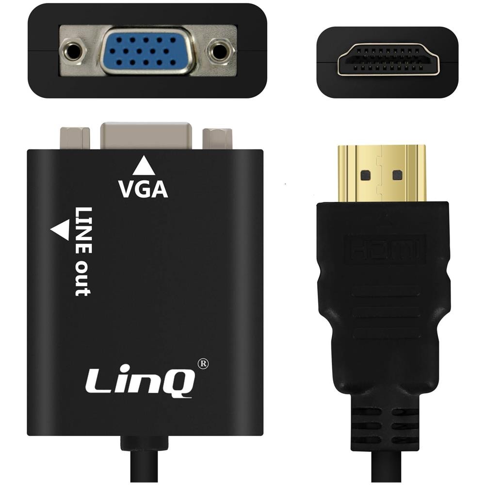 Cavo Video E Audio Hdmi Maschio A Vga Femmina E Cavo Jack 3.5 Mm Nero - Foto 1