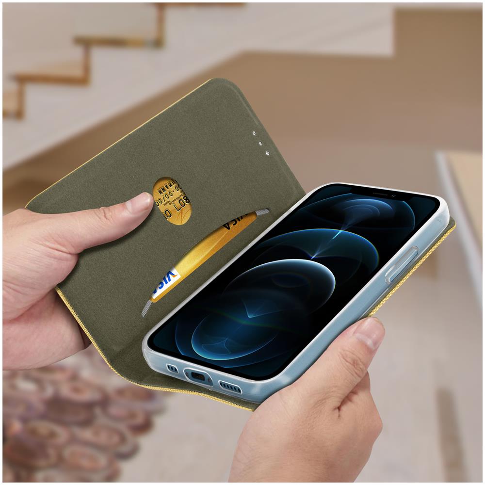 Custodia Flip Iphone 12 Pro Max Portafoglio Funzione Supporto - Oro - Foto 5