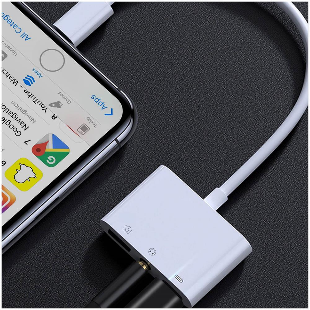 Adattatore Iphone / Ipad Da Lightning Verso Jack 3,5 Usb E Lightning Bianco - Foto 2