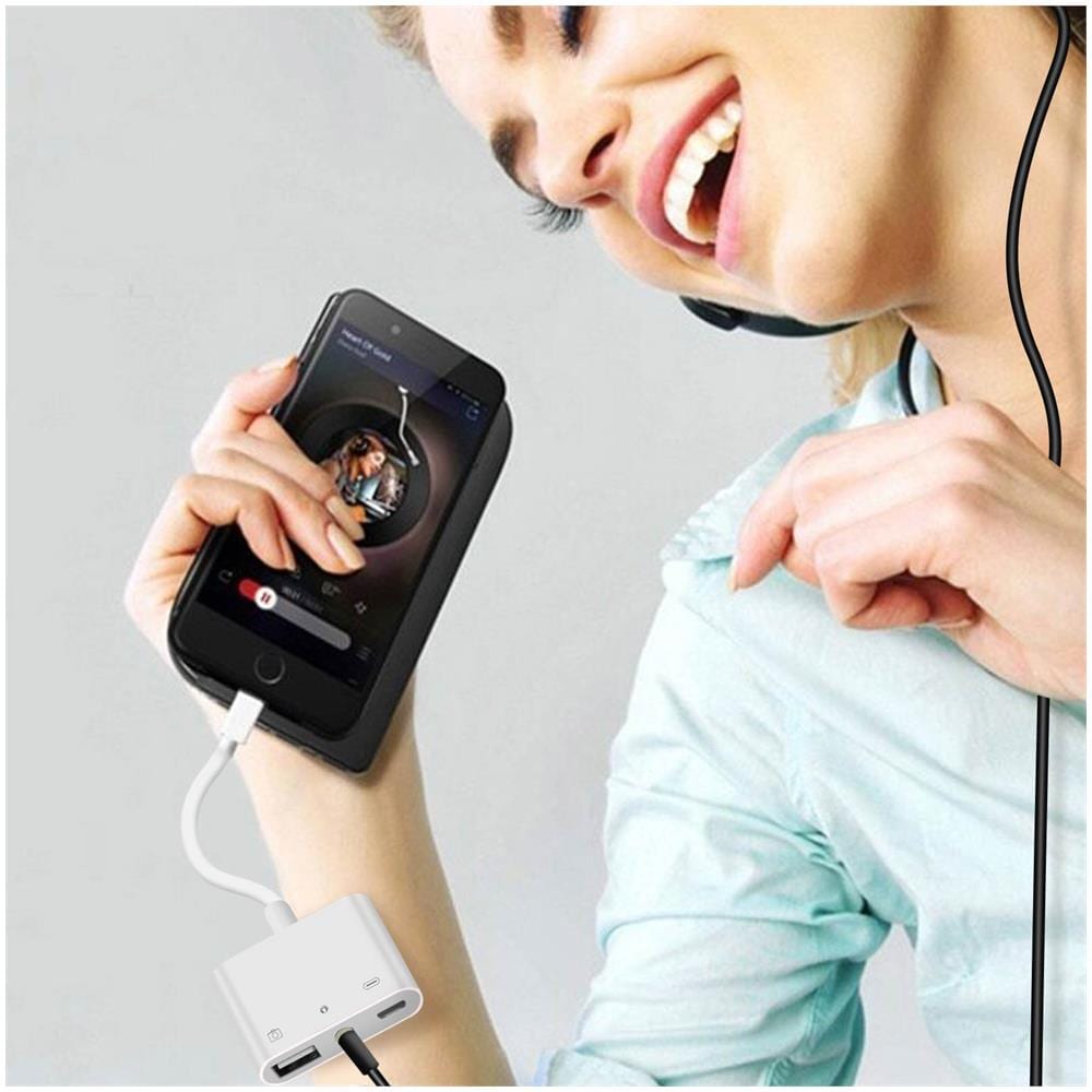 Adattatore Iphone / Ipad Da Lightning Verso Jack 3,5 Usb E Lightning Bianco - Foto 5