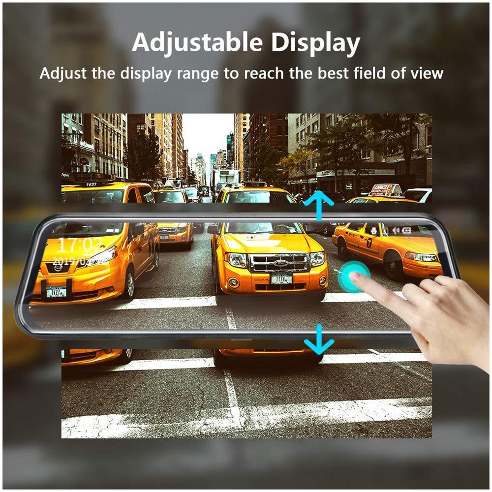 Versione Aggiornata 10 Specchio Dash Cam Full Touch Con Registrazione In Loop Doppio Dash Cam Posteriore E Anteriore 1080p Streaming Media Dvr 170 Grandangolare Di Visione Notturna Con 10 Metri Di Cavi - Foto 4