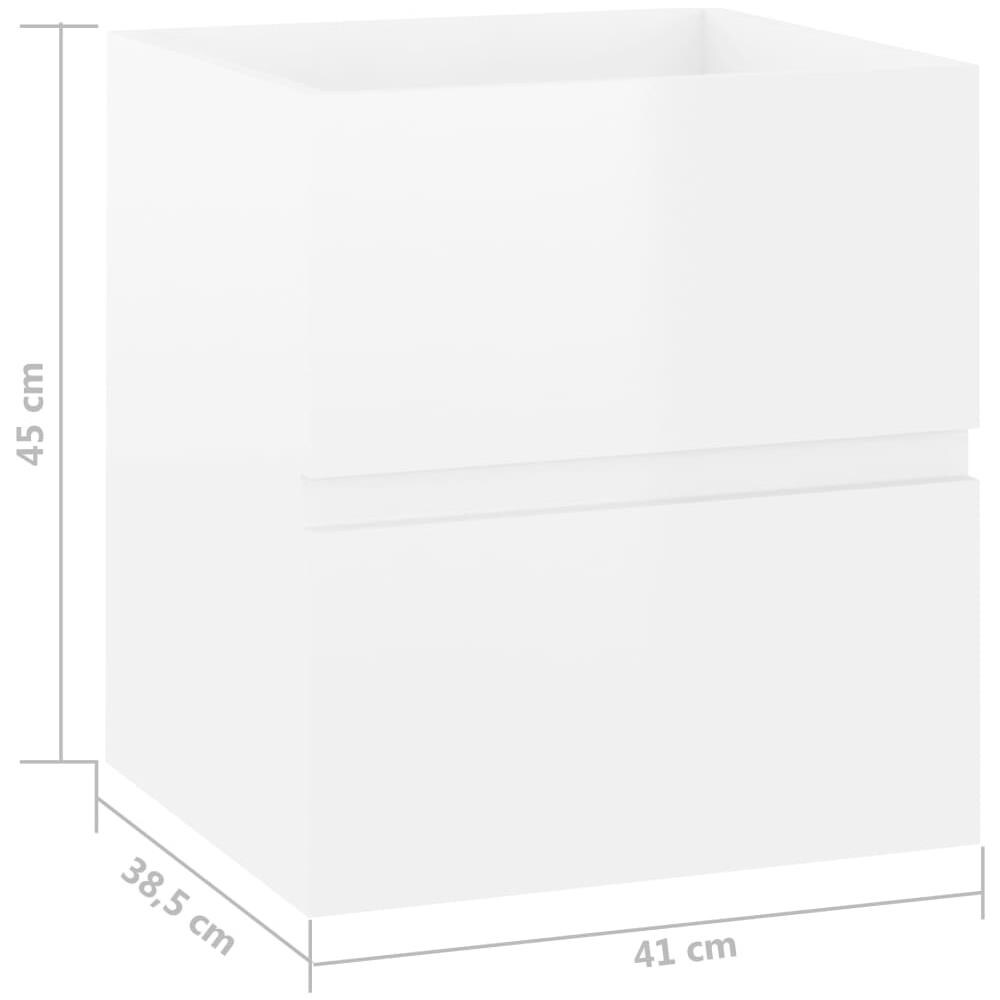 Mobile Lavabo Bianco Lucido 41x38,5x45 cm in Legno Multistrato - Foto 7