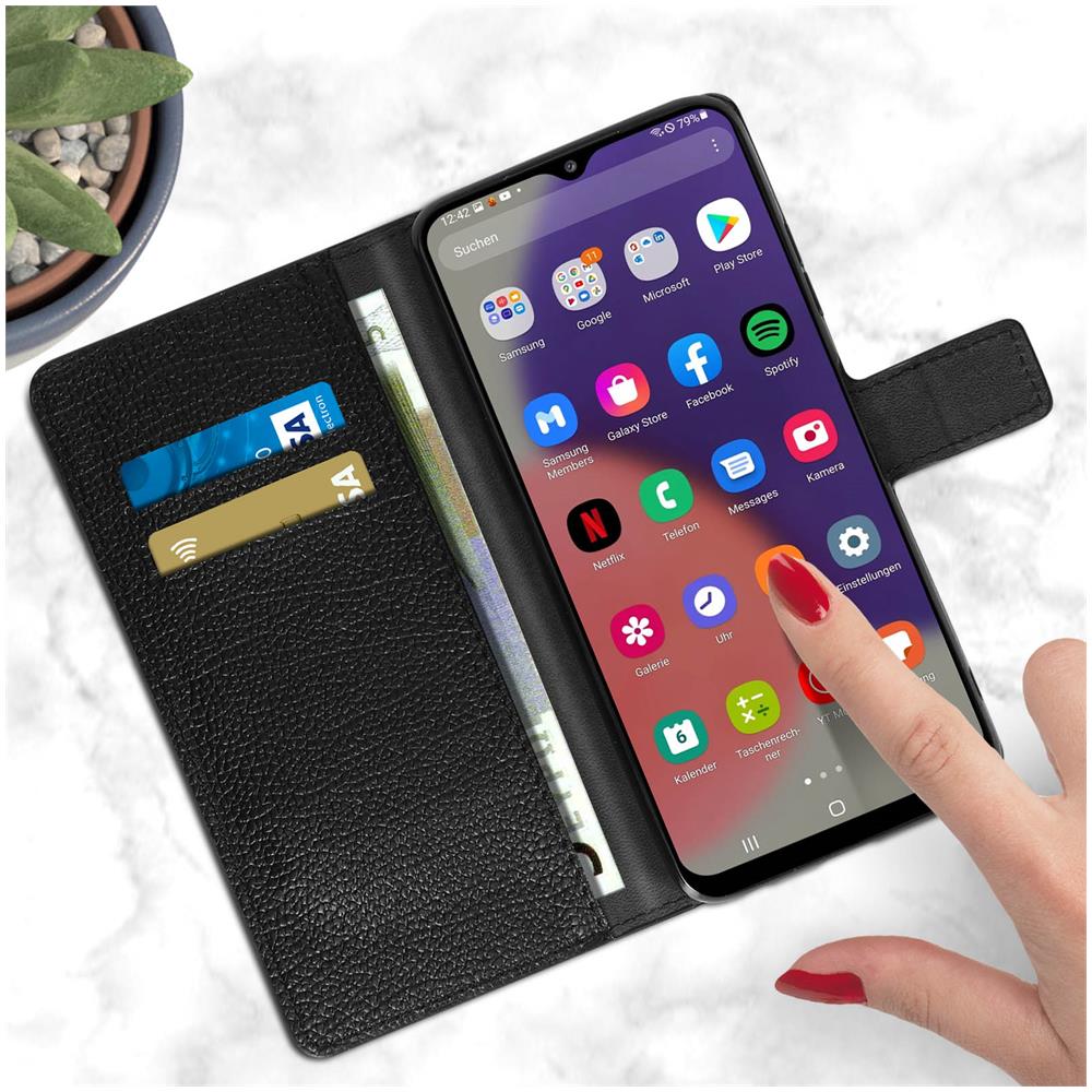 Custodia Folio Samsung Galaxy A22 5g Portafoglio Supporto Video Nera - Foto 5