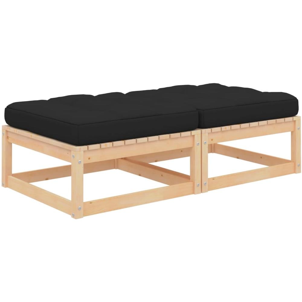 Poggiapiedi da Giardino con Cuscini 2 pz Legno Massello di Pino - Foto 2