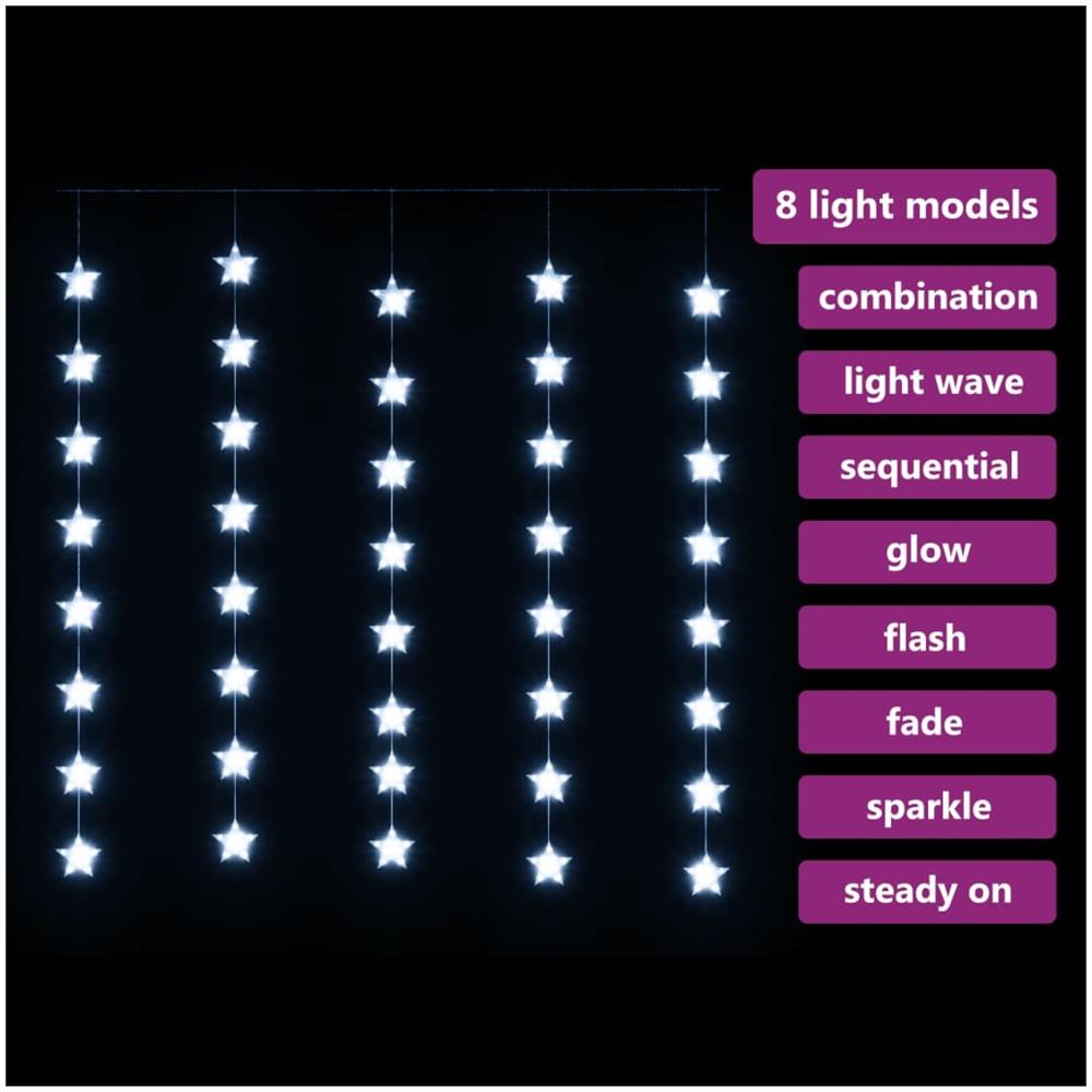 Luci Fatate a Stella a LED 200 LED Bianco Freddo 8 Funzioni - Foto 3