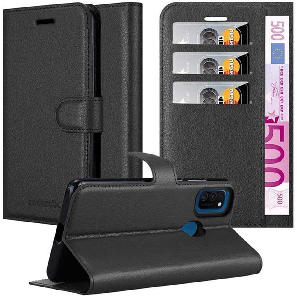Custodia Compatibile Con Samsung Galaxy M21 In Nero Carbone - Coperchio Protettiva Con Chiusura Magnetica, Funzione Stand E Tasca Per Le Carte - Foto 1