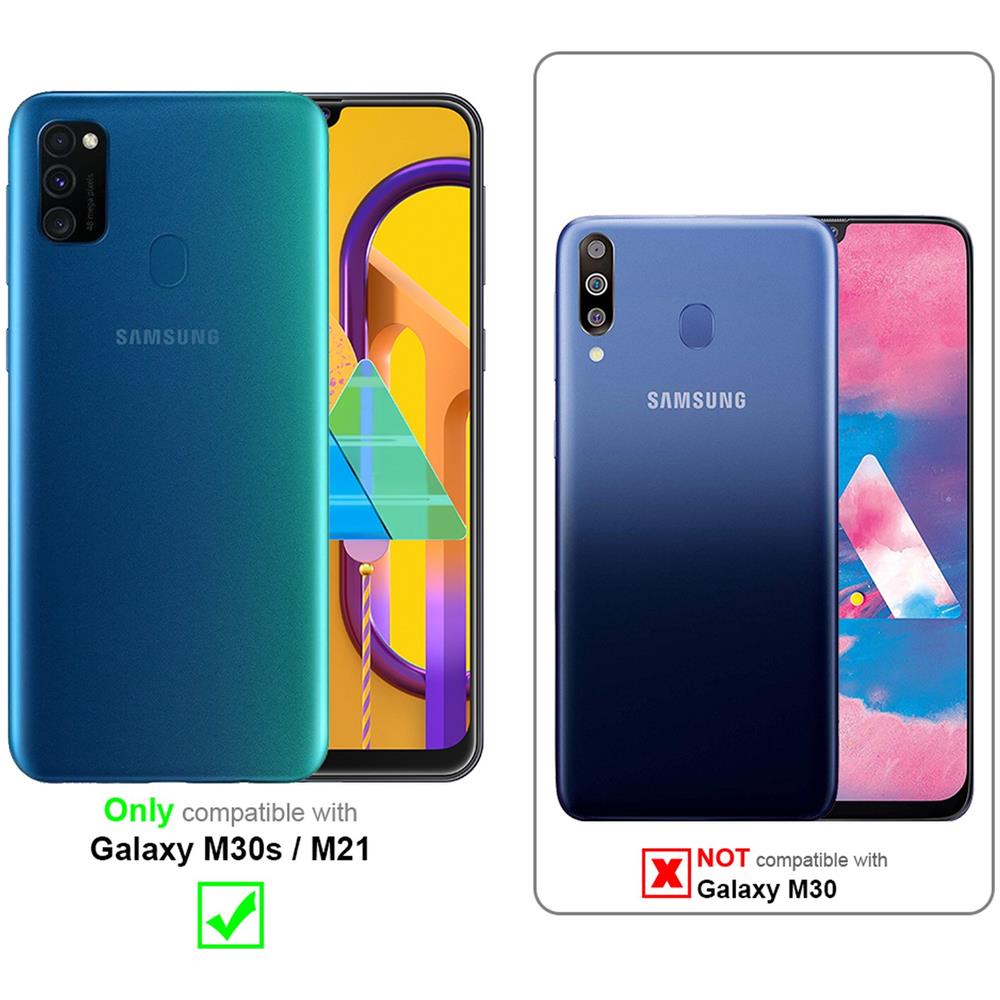 Custodia Compatibile Con Samsung Galaxy M21 In Nero Carbone - Coperchio Protettiva Con Chiusura Magnetica, Funzione Stand E Tasca Per Le Carte - Foto 2