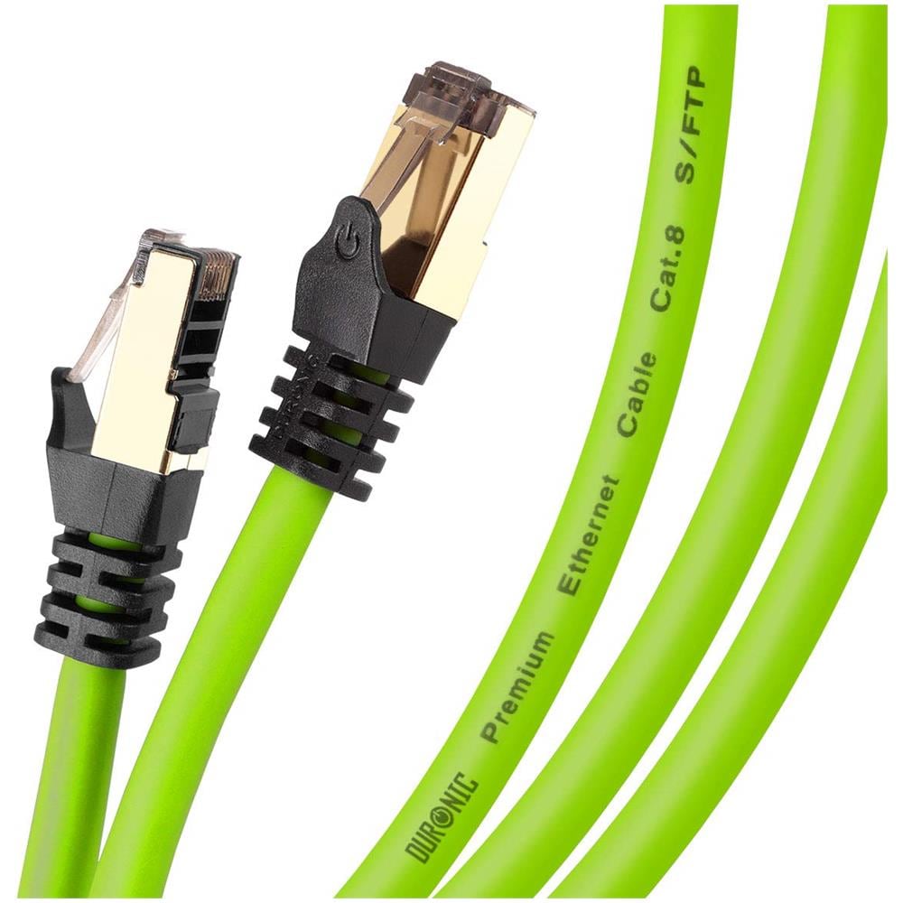 Cavo di Rete Ethernet CAT8 / GN con Velocità Fino a 2GHz Trassmisione Dati 40 Gigabit Lunghezza 3 Metri Colore Verde - Foto 1