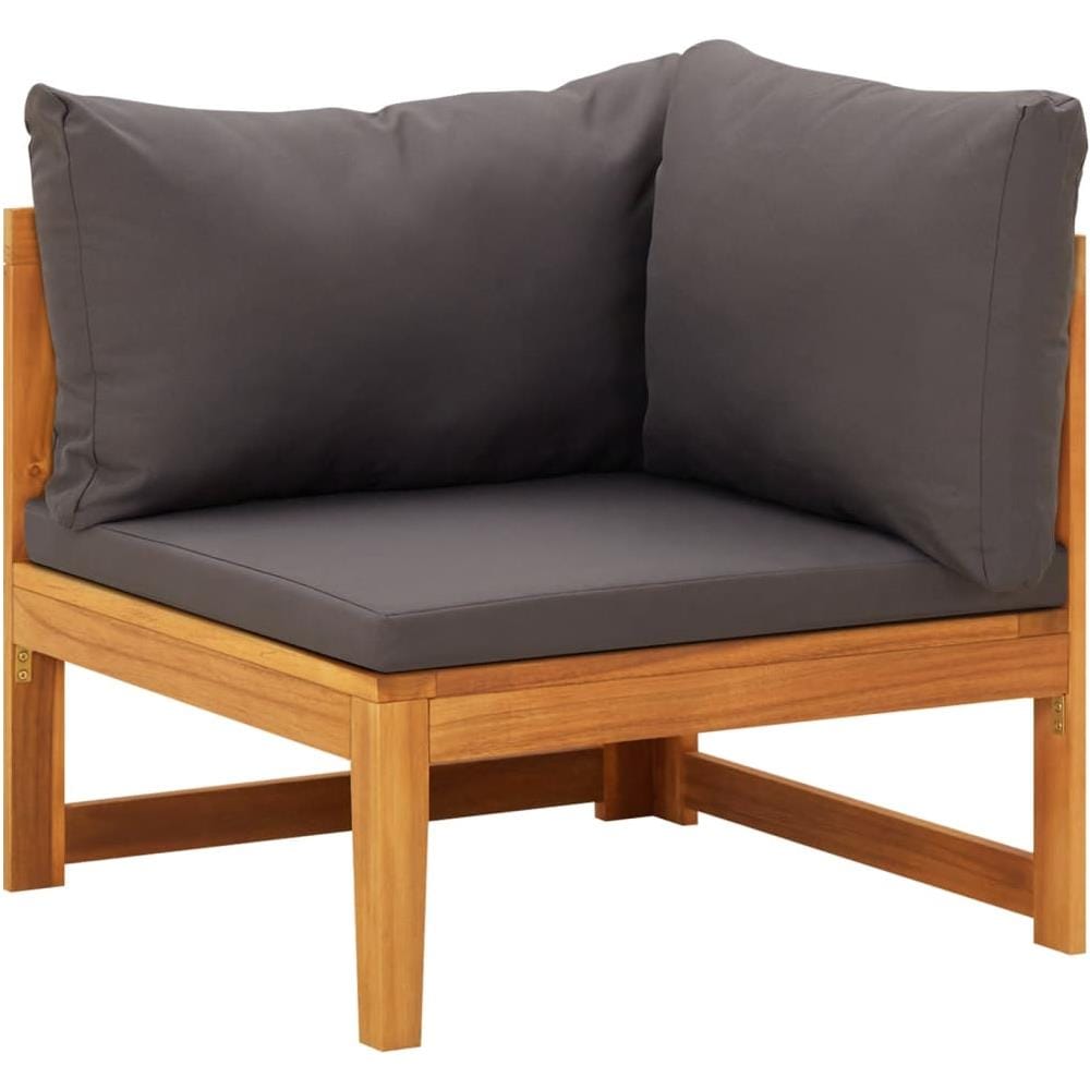 Divano Angolare con Cuscini Grigio Scuro in Massello di Acacia - Foto 1