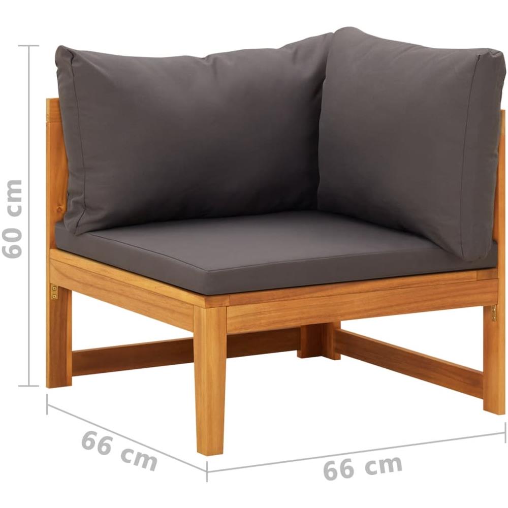 Divano Angolare con Cuscini Grigio Scuro in Massello di Acacia - Foto 8