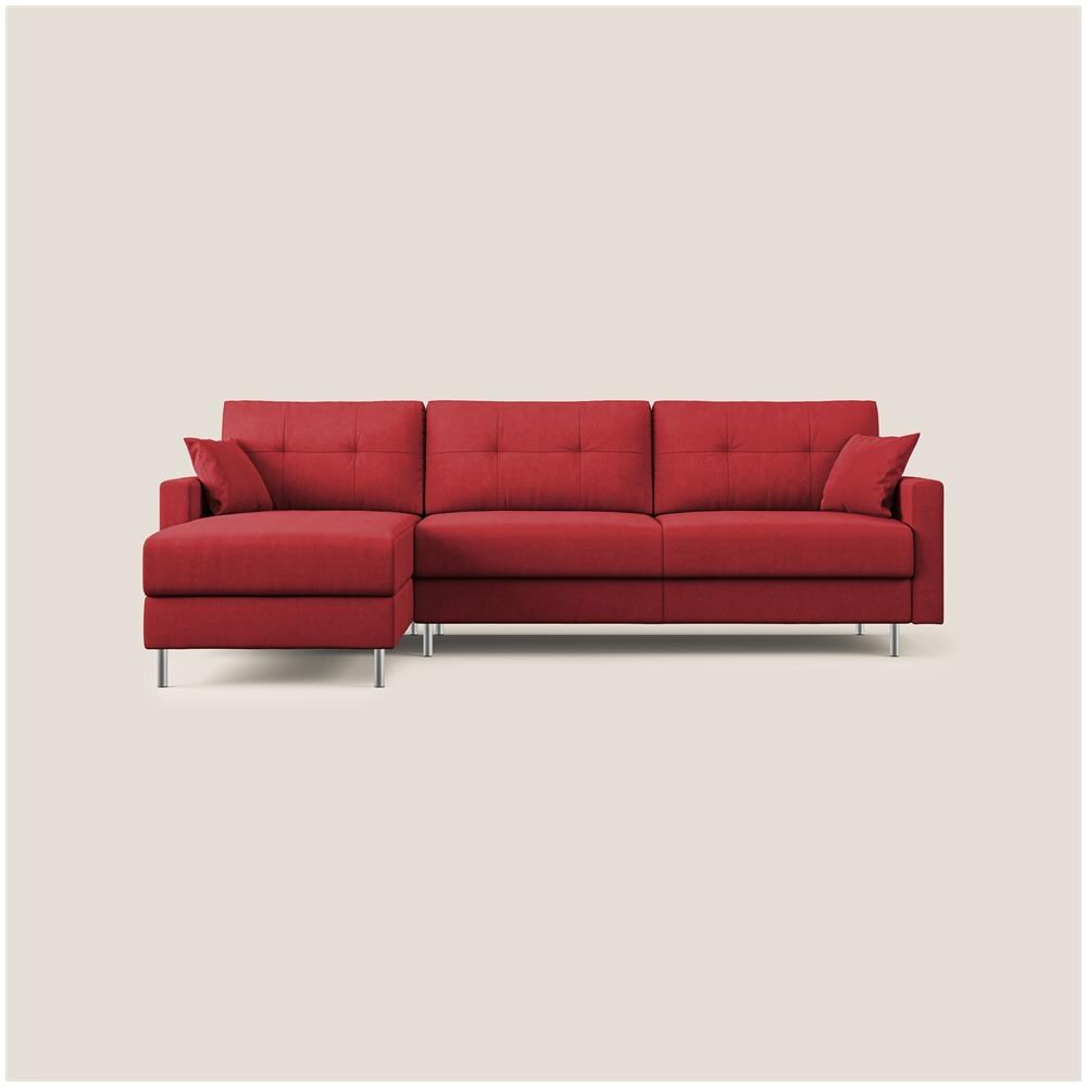 Megan Divano Letto Angolare In Microfibra Smacchiabile T11 Rosso 251 Cm Sinistro (mat. 120x197) - Foto 1