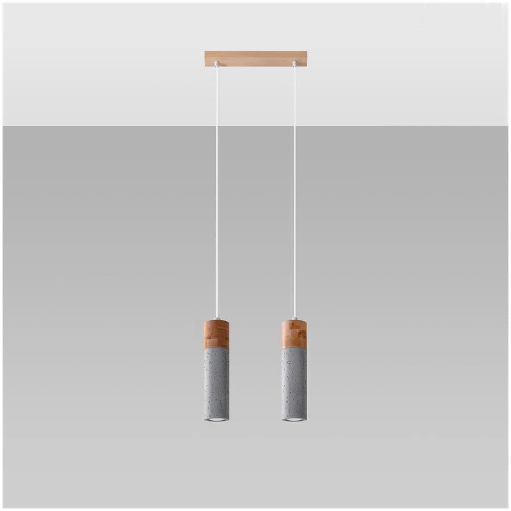 Lampada A Sospensione In Cemento Zane 2 Sollux Grigio 1200x60x300 Mm Cemento - Foto 1