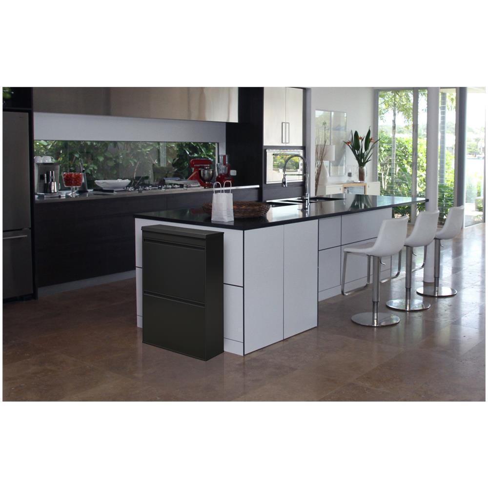 Top Cr626-b Pattumiera Per Raccolta Differenziata Con Ripiano Superiore Multiuso, 4 Secchi, Mobile D'acciaio Per Differenziata, 4 X 17l - 68l, Nero - Foto 2