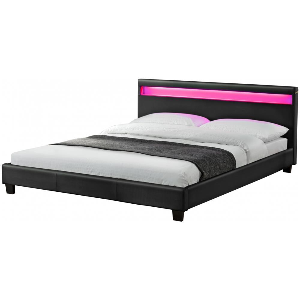Picadilly Struttura Letto In Similpelle Nera Con Led 160x200 Cm - Foto 2