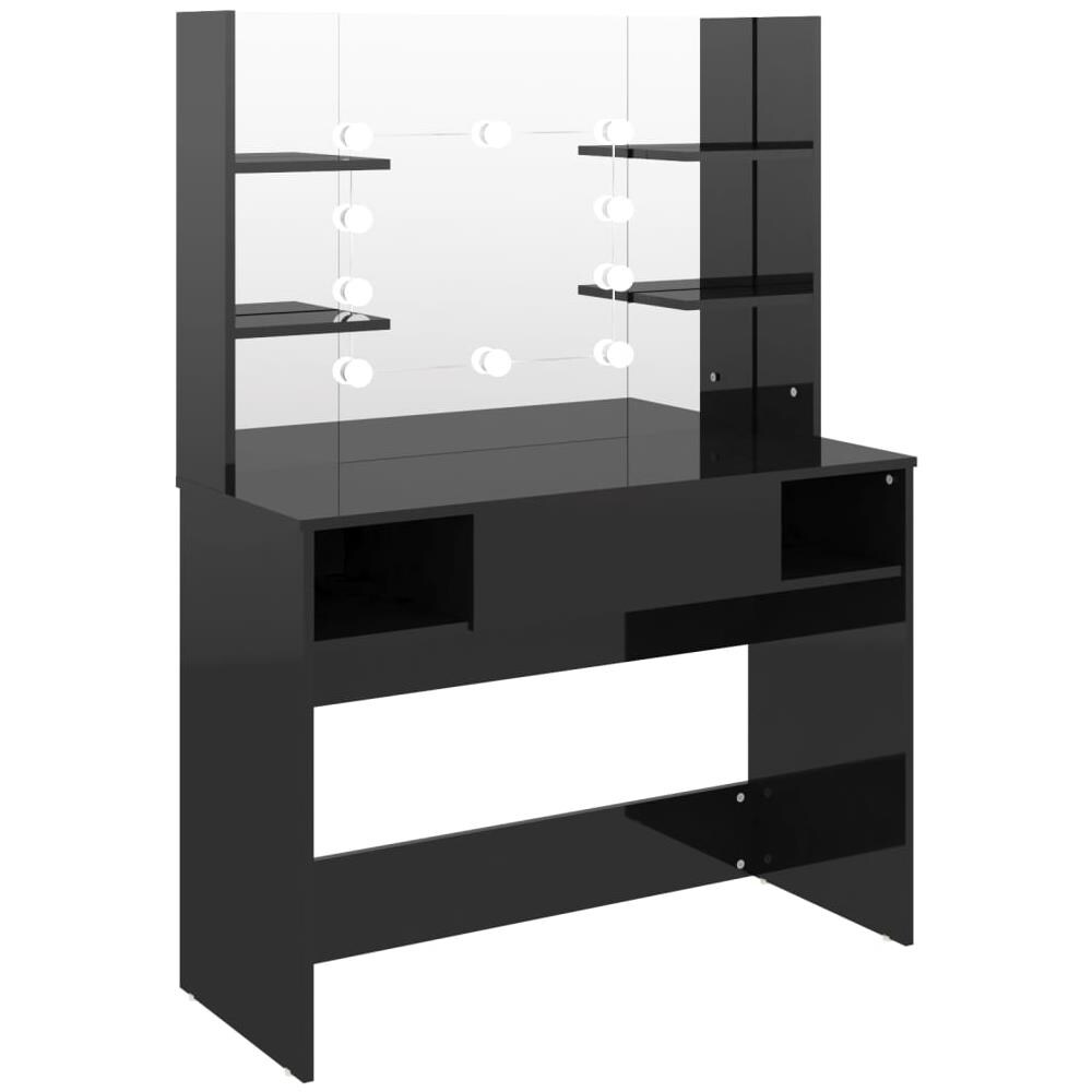 Toeletta Con Luci Led 100x40x135 Cm In Mdf Nero Lucido - Foto 2