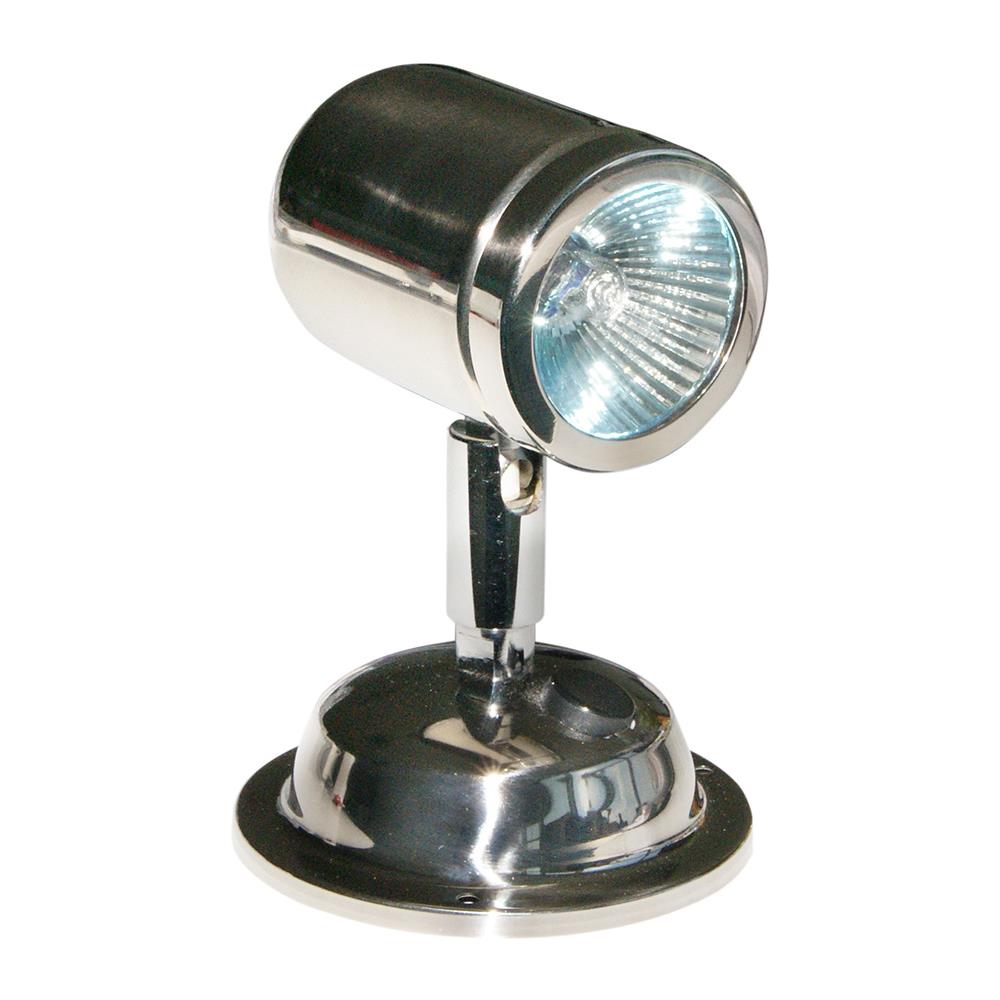 Faretto Orientabilein Acciaio Inox, Completo Di Lampadina Dicroica 12v 20w. Base Mm. 86, Alt. Mm. 120. 3 Fori Di Fissaggio. - Foto 1