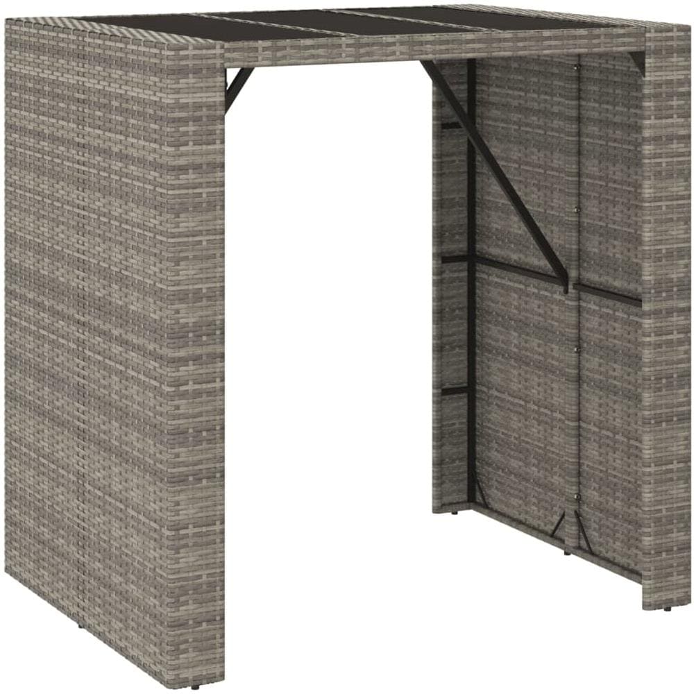 Tavolo Da Bar Con Piano In Vetro Grigio 105x80x110cm Polyrattan - Foto 2