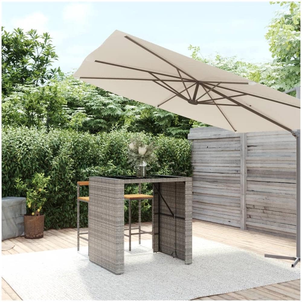Tavolo Da Bar Con Piano In Vetro Grigio 105x80x110cm Polyrattan - Foto 1