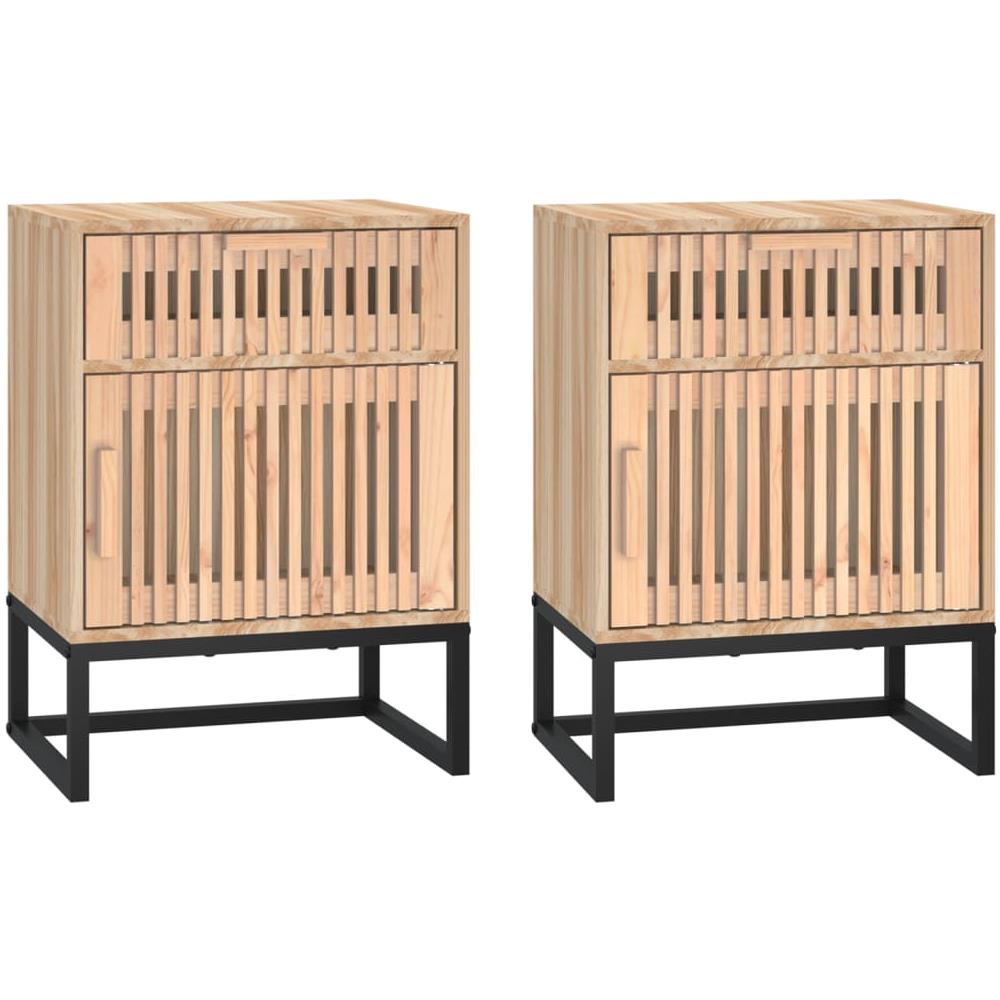 Comodini 2 Pz 40x30x55,5 Cm Legno Multistrato E Ferro - Foto 2