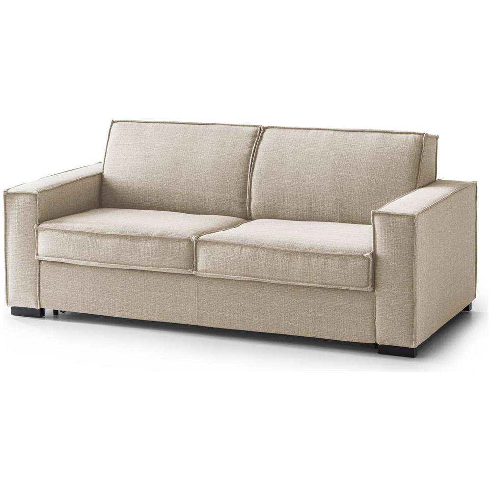 Divano Fisso Sole, Divano A 2 Posti Large, 100% Made In Italy, Sofà Soggiorno In Tessuto, Con Braccioli Slim, Cm 180x95h90, Beige - Foto 2