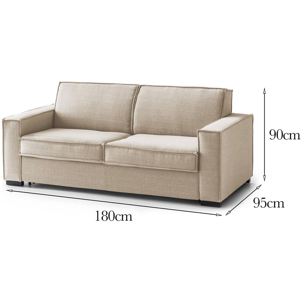 Divano Fisso Sole, Divano A 2 Posti Large, 100% Made In Italy, Sofà Soggiorno In Tessuto, Con Braccioli Slim, Cm 180x95h90, Beige - Foto 4
