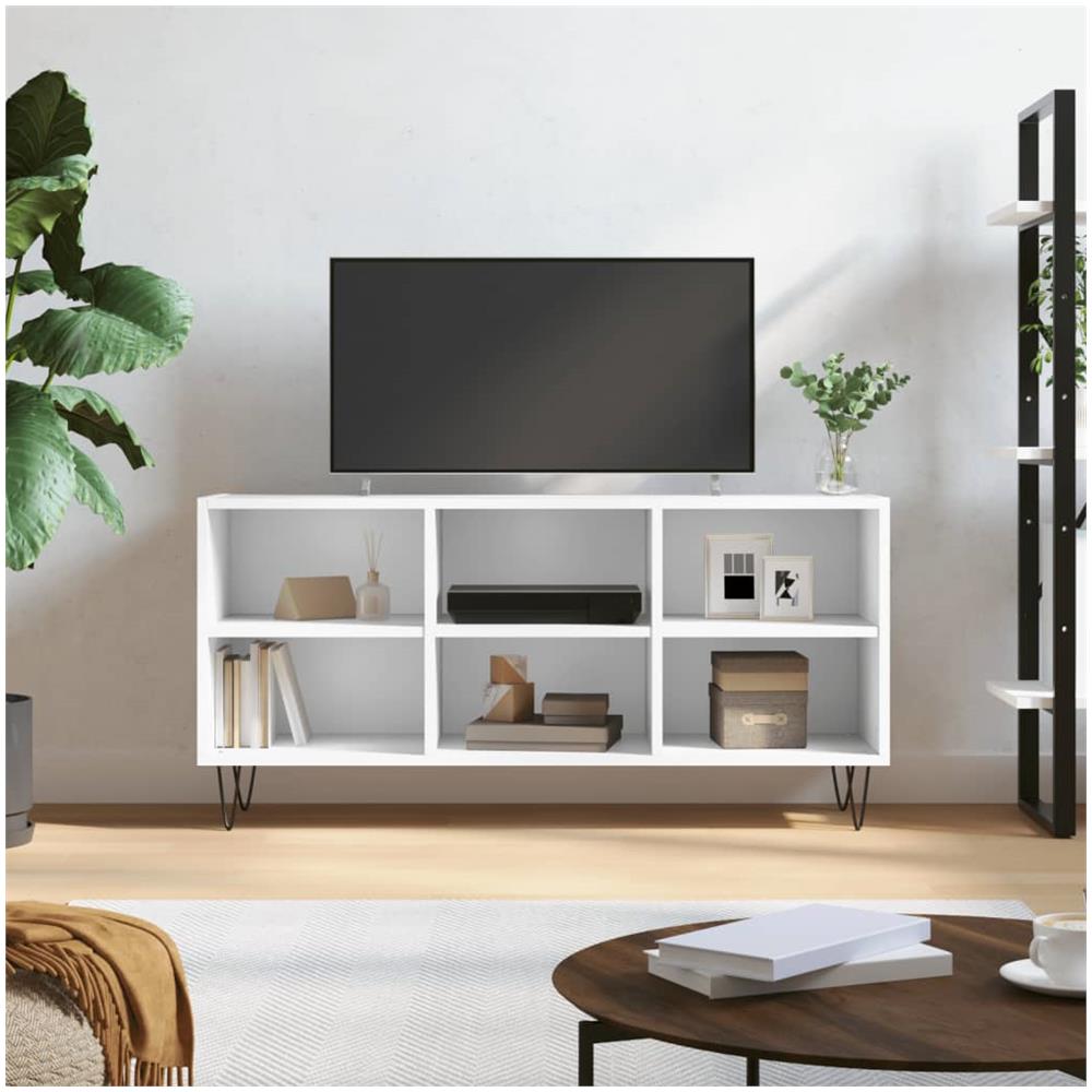 Mobile Porta Tv Bianco 103,5x30x50 Cm In Legno Multistrato - Foto 1