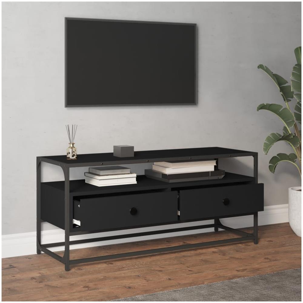 Mobile Porta Tv Nero 100x35x45 Cm In Legno Multistrato - Foto 2