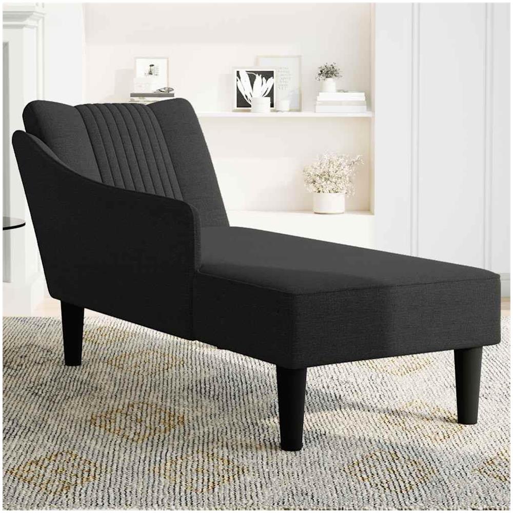 Sdraio con Bracciolo Destro in Tessuto Nero - Foto 2