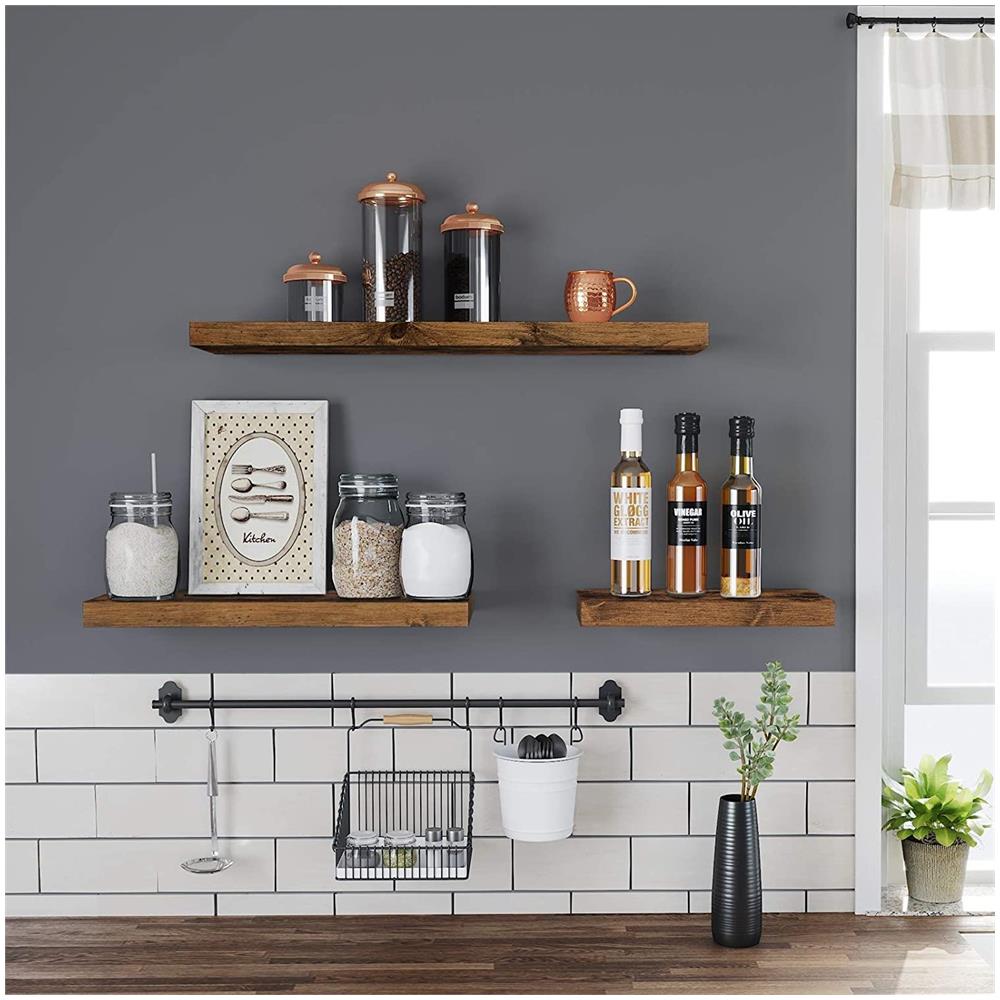 SHELF 80CM Mensola da parete in MDF marrone rustico per soggiorno - Foto 6