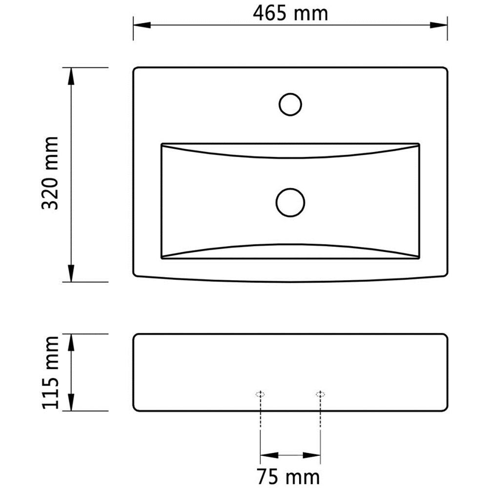 Lavandino Bagno In Ceramica Bianca Rettangolare Con Foro Di Trabocco - Foto 12