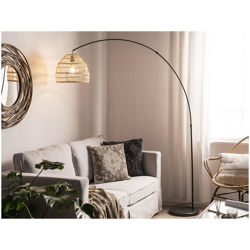 Lampada Da Pavimento In Rattan Con Base Nera Guaviare - Foto 2