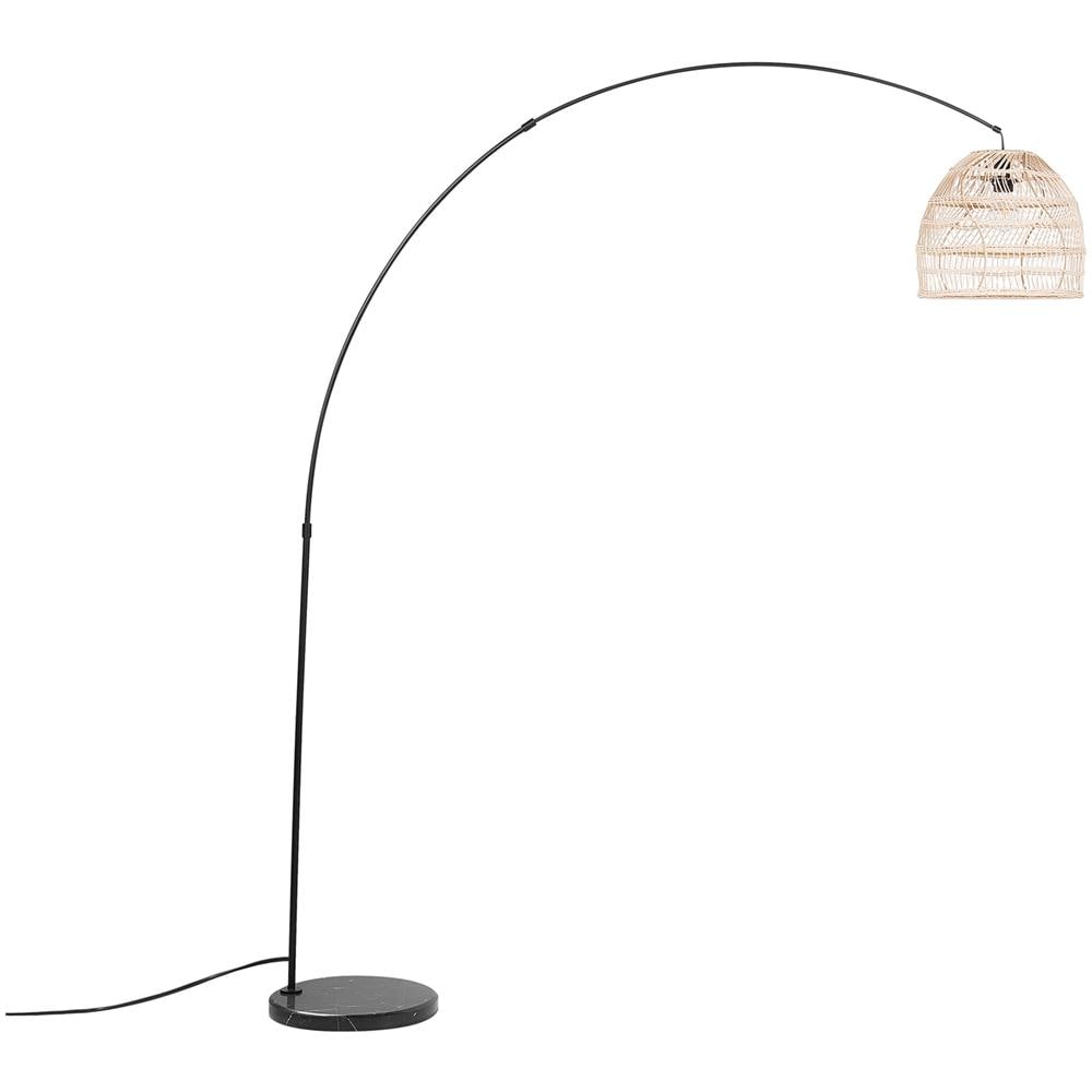 Lampada Da Pavimento In Rattan Con Base Nera Guaviare - Foto 1