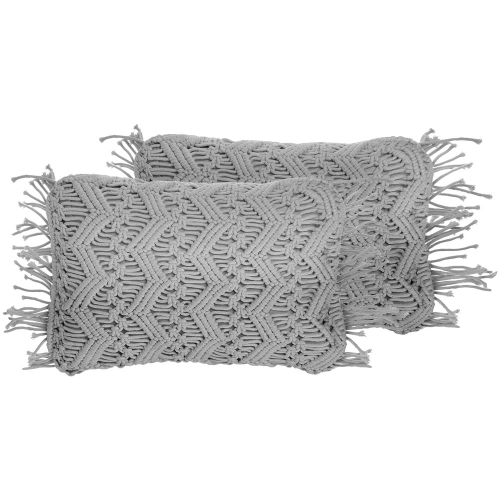 Set Di 2 Cuscini In Cotone Macramè Grigio 30 X 45 Cm Kirikkale - Foto 1
