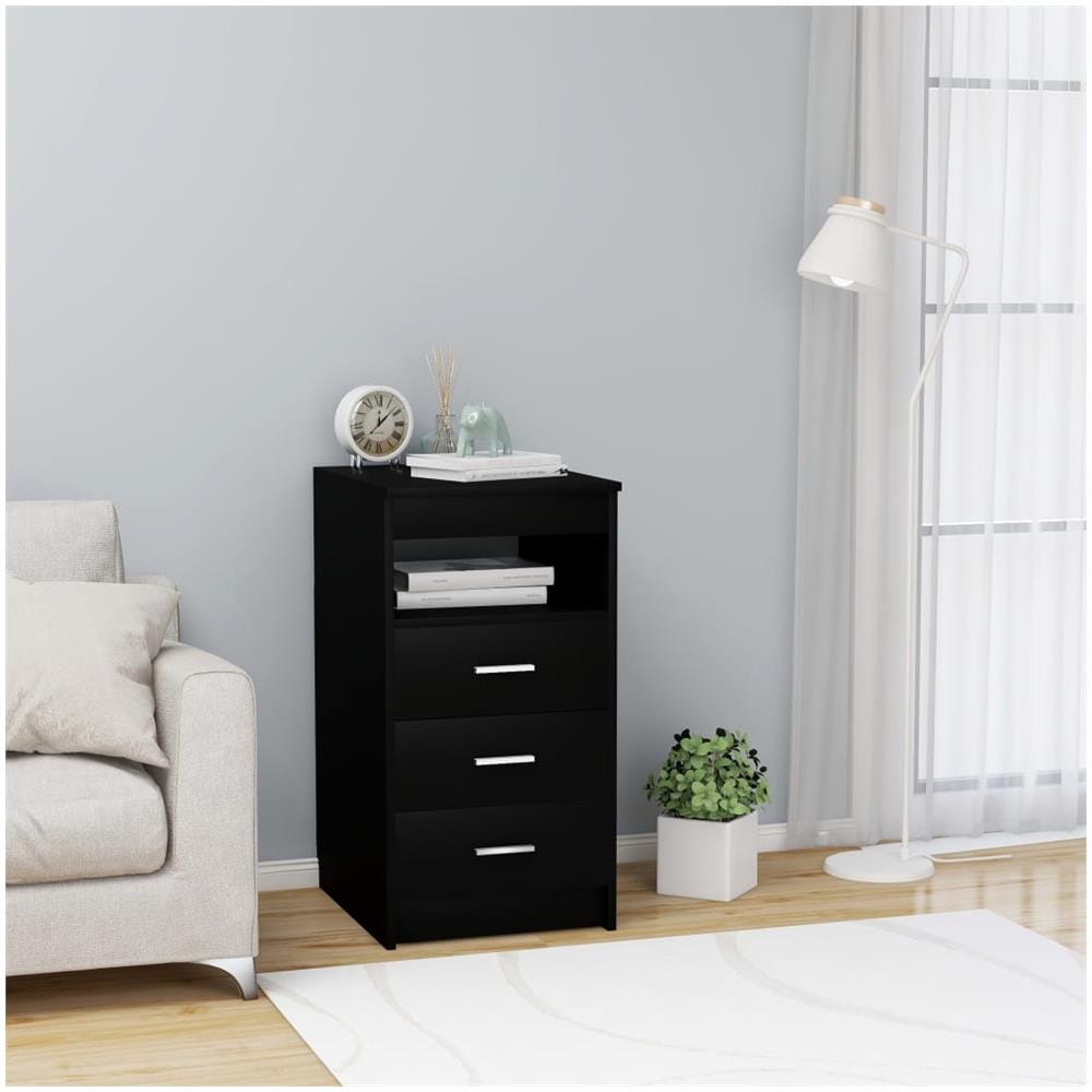 Cassettiera Nera 40x50x76 cm in Legno Multistrato - Foto 1