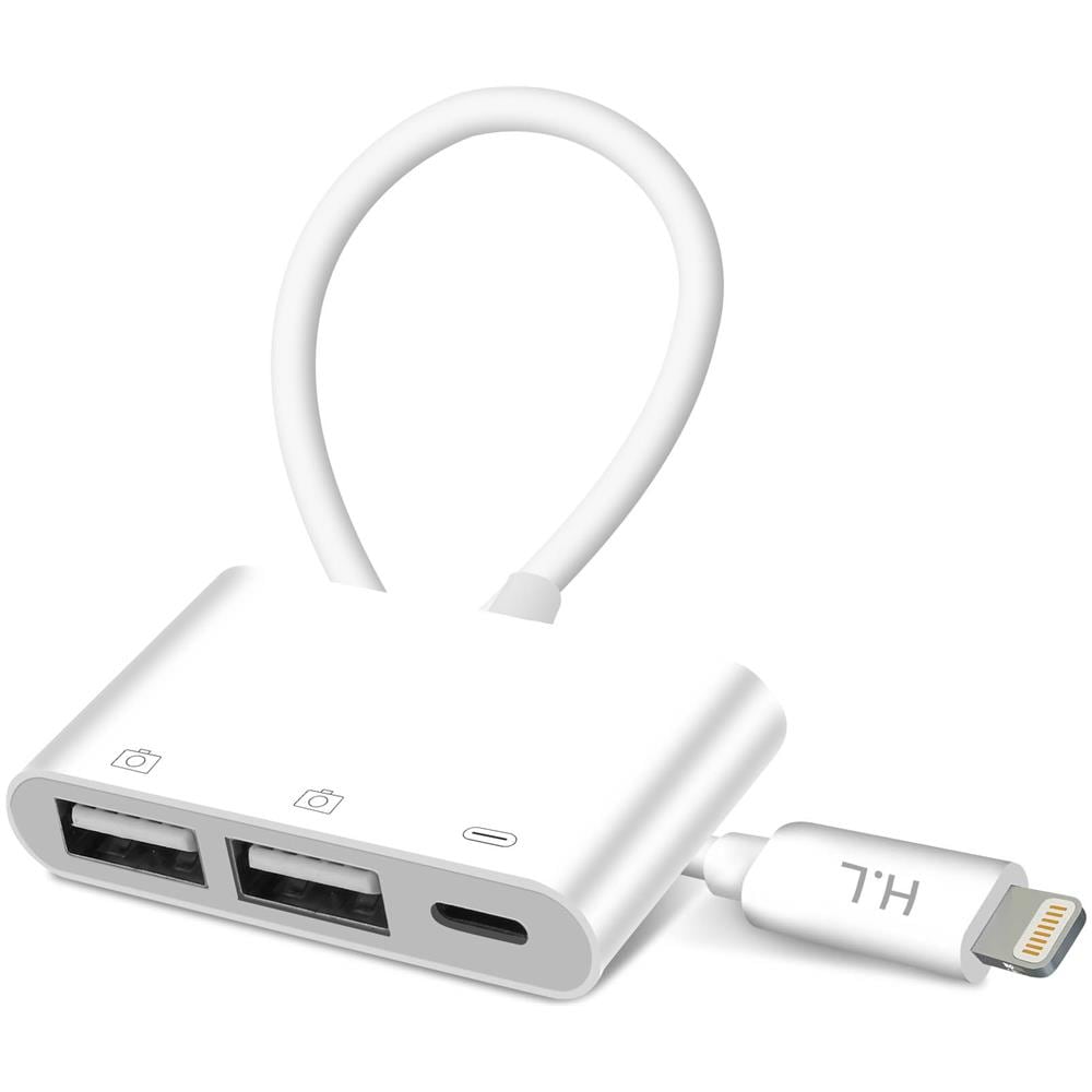 Adattatore Iphone / Ipad Da Lightning Verso 2 Usb E Ricarica Lightning Bianco - Foto 2