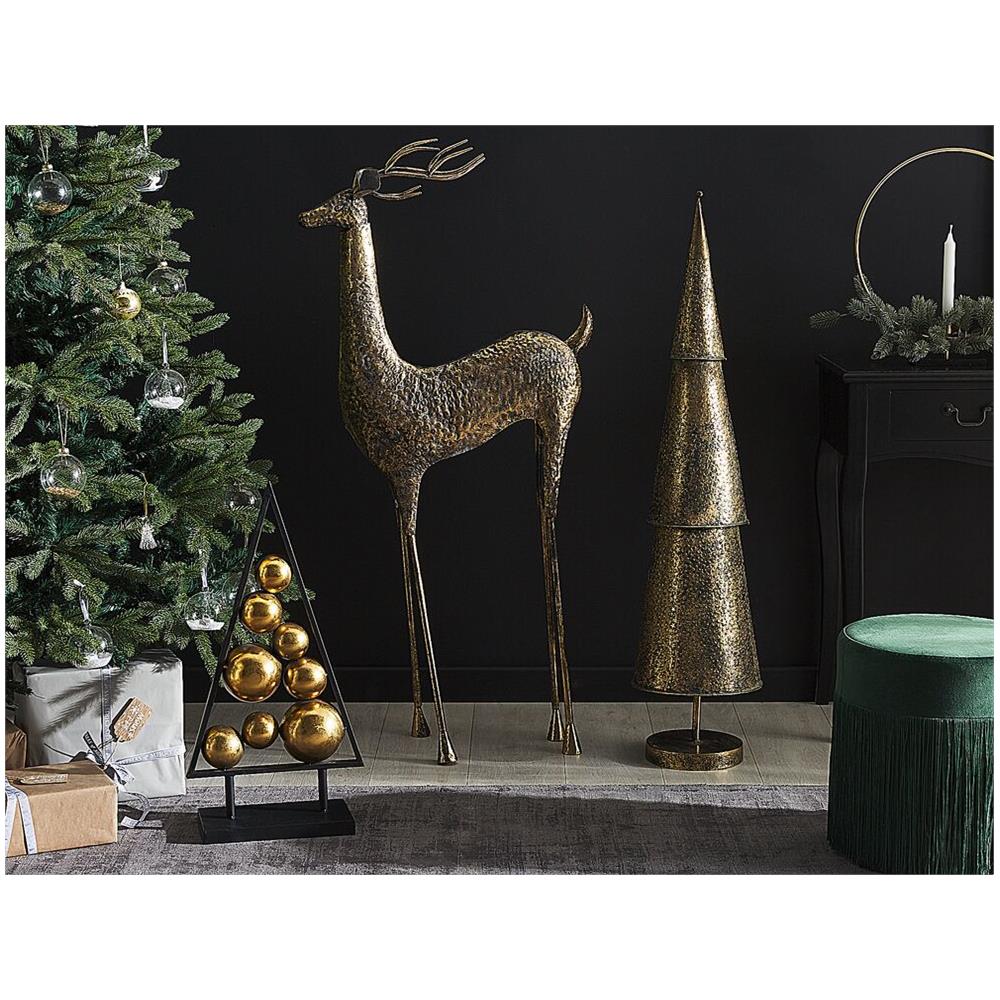 Statua Decorativa A Forma Di Renna Colore Oro Pello - Foto 1