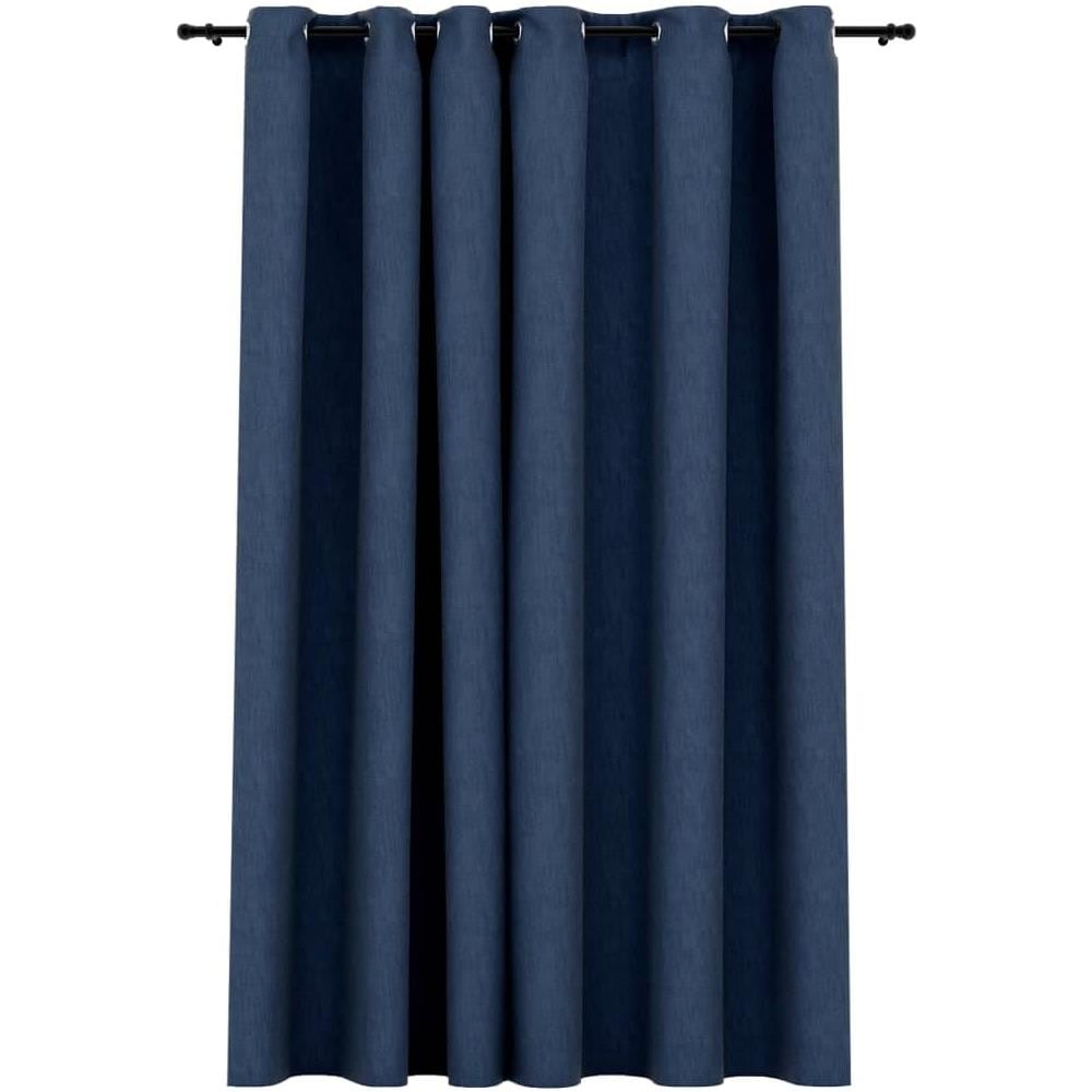 Tenda Oscurante Effetto Lino Con Occhielli Blue 290x245cm - Foto 1