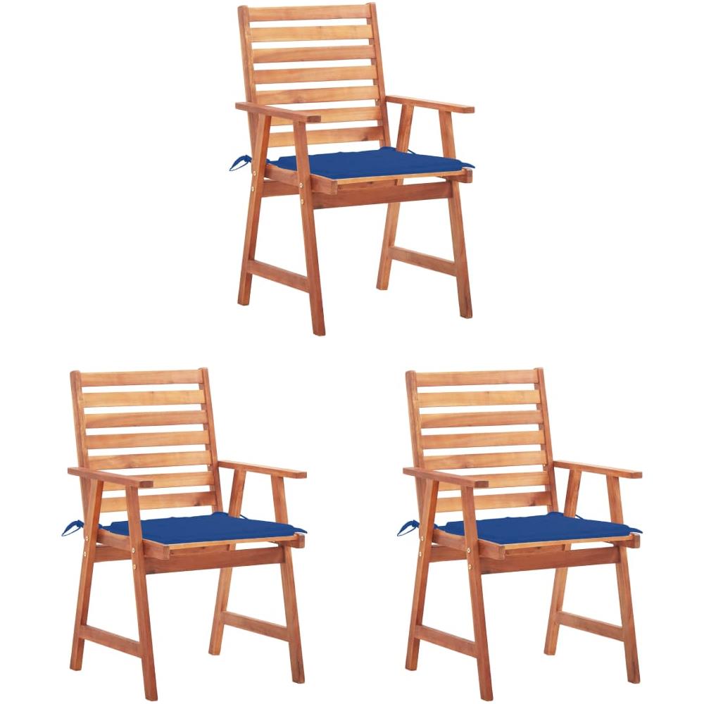 Sedie da Pranzo da Esterni con Cuscini 3 pz Massello di Acacia - Foto 1