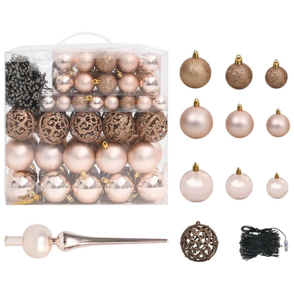 Set Natale con 120 Palline Punta e 300 Luci LED Oro Rosa - Foto 1