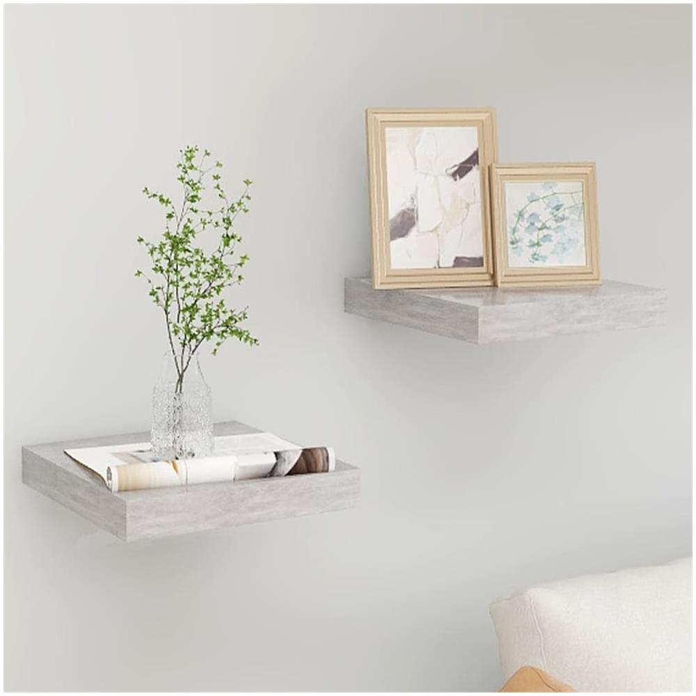 Mensole A Muro 2 Pz Grigio Cemento 23x23,5x3,8 Cm In Mdf - Foto 1